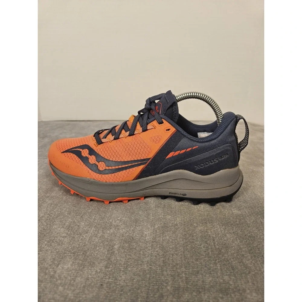 Saucony Xodus Ultra Womens 7 Orange Navy Trail Running Shoes S10734-16 PWRRUN PB